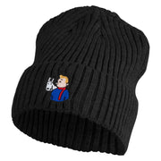 1929 Tintin and Snowy Embroidered Cuff Long Beanie - Black OSFM