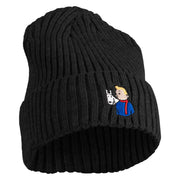 1929 Tintin and Snowy Embroidered Cuff Long Beanie - Black OSFM