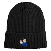1929 Tintin and Snowy Embroidered Cuff Long Beanie - Black OSFM