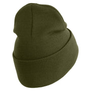 U.S. Army 75 Ranger Regiment Logo Embroidered 12 Inch Solid Knit Cuff Long Beanie Made in USA - Olive OSFM