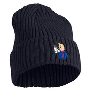 1929 Tintin and Snowy Embroidered Cuff Long Beanie - Navy OSFM