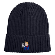 1929 Tintin and Snowy Embroidered Cuff Long Beanie - Navy OSFM