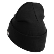 U.S. Army 75 Ranger Regiment Logo Embroidered 12 Inch Solid Knit Cuff Long Beanie Made in USA - Black OSFM