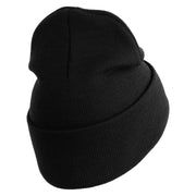 U.S. Army 75 Ranger Regiment Logo Embroidered 12 Inch Solid Knit Cuff Long Beanie Made in USA - Black OSFM