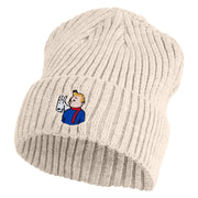 1929 Tintin and Snowy Embroidered Cuff Long Beanie - Birch OSFM
