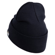 U.S. Army 75 Ranger Regiment Logo Embroidered 12 Inch Solid Knit Cuff Long Beanie Made in USA - Navy OSFM