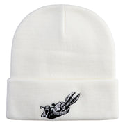 1865 Alice in Wonderland White Rabbit Embroidered 12" Beanie - White OSFM