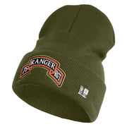 U.S. Army 75th Ranger Regiment Logo Embroidered 12 Inch Solid Knit Cuff Long Beanie Made in USA - Olive OSFM