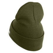 U.S. Army 75th Ranger Regiment Logo Embroidered 12 Inch Solid Knit Cuff Long Beanie Made in USA - Olive OSFM