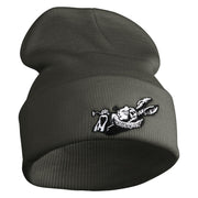 1865 Alice in Wonderland White Rabbit Embroidered 12" Beanie - Charcoal OSFM