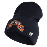 U.S. Army 75th Ranger Regiment Logo Embroidered 12 Inch Solid Knit Cuff Long Beanie Made in USA - Navy OSFM