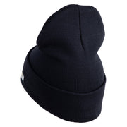 U.S. Army 75th Ranger Regiment Logo Embroidered 12 Inch Solid Knit Cuff Long Beanie Made in USA - Navy OSFM