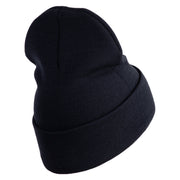 U.S. Army 75th Ranger Regiment Logo Embroidered 12 Inch Solid Knit Cuff Long Beanie Made in USA - Navy OSFM