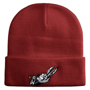1865 Alice in Wonderland White Rabbit Embroidered 12" Beanie - Maroon OSFM