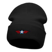 Winged Star Embroidered 12 Inch Long Knitted Beanie