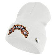 U.S. Army 75th Ranger Regiment Logo Embroidered 12 Inch Solid Knit Cuff Long Beanie Made in USA - White OSFM
