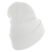 U.S. Army 75th Ranger Regiment Logo Embroidered 12 Inch Solid Knit Cuff Long Beanie Made in USA - White OSFM