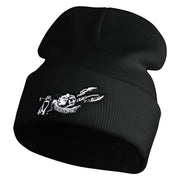 1865 Alice in Wonderland White Rabbit Embroidered 12" Beanie - Black OSFM