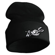 1865 Alice in Wonderland White Rabbit Embroidered 12" Beanie - Black OSFM