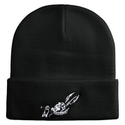 1865 Alice in Wonderland White Rabbit Embroidered 12" Beanie - Black OSFM