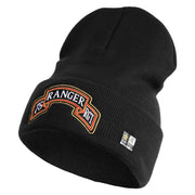 U.S. Army 75th Ranger Regiment Logo Embroidered 12 Inch Solid Knit Cuff Long Beanie Made in USA - Black OSFM