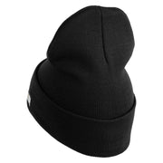 U.S. Army 75th Ranger Regiment Logo Embroidered 12 Inch Solid Knit Cuff Long Beanie Made in USA - Black OSFM