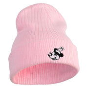 Classic 1928 Minnie Head Embroidered Ribbed Cuff Beanie - Pink OSFM