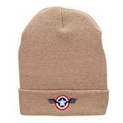 Flying USA Seal Embroidered 12 Inch Solid Long Beanie Made in USA