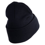 U.S. Army 75th Ranger Special Troops Battalion Logo Embroidered 12 Inch Solid Knit Cuff Long Beanie Made in USA - Navy OSFM