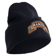 U.S. Army 75th Ranger Special Troops Battalion Logo Embroidered 12 Inch Solid Knit Cuff Long Beanie Made in USA - Navy OSFM