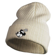 Classic 1928 Minnie Head Embroidered Ribbed Cuff Beanie - Beige OSFM
