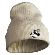 Classic 1928 Minnie Head Embroidered Ribbed Cuff Beanie - Beige OSFM