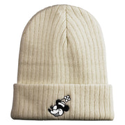 Classic 1928 Minnie Head Embroidered Ribbed Cuff Beanie - Beige OSFM