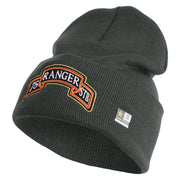U.S. Army 75th Ranger Special Troops Battalion Logo Embroidered 12 Inch Solid Knit Cuff Long Beanie Made in USA - Graphite OSFM