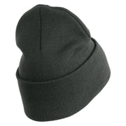 U.S. Army 75th Ranger Special Troops Battalion Logo Embroidered 12 Inch Solid Knit Cuff Long Beanie Made in USA - Graphite OSFM