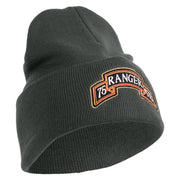 U.S. Army 75th Ranger Special Troops Battalion Logo Embroidered 12 Inch Solid Knit Cuff Long Beanie Made in USA - Graphite OSFM