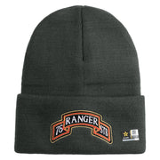U.S. Army 75th Ranger Special Troops Battalion Logo Embroidered 12 Inch Solid Knit Cuff Long Beanie Made in USA - Graphite OSFM