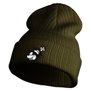 Classic 1928 Minnie Head Embroidered Ribbed Cuff Beanie - Olive OSFM