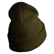 Classic 1928 Minnie Head Embroidered Ribbed Cuff Beanie - Olive OSFM