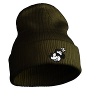 Classic 1928 Minnie Head Embroidered Ribbed Cuff Beanie - Olive OSFM