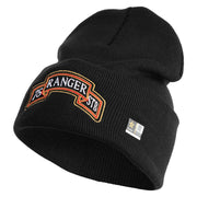 U.S. Army 75th Ranger Special Troops Battalion Logo Embroidered 12 Inch Solid Knit Cuff Long Beanie Made in USA - Black OSFM