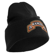 U.S. Army 75th Ranger Special Troops Battalion Logo Embroidered 12 Inch Solid Knit Cuff Long Beanie Made in USA - Black OSFM