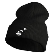 Classic 1928 Minnie Head Embroidered Ribbed Cuff Beanie - Black OSFM
