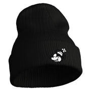 Classic 1928 Minnie Head Embroidered Ribbed Cuff Beanie - Black OSFM