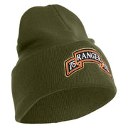 U.S. Army 75th Ranger Special Troops Battalion Logo Embroidered 12 Inch Solid Knit Cuff Long Beanie Made in USA - Olive OSFM