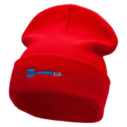 The Throwing Dart Embroidered 12 Inch Long Knitted Beanie