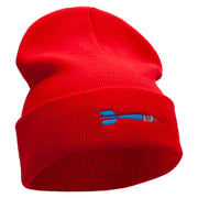 The Throwing Dart Embroidered 12 Inch Long Knitted Beanie