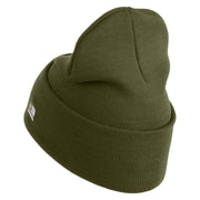 U.S. Army 75th Ranger Military Intelligence Battalion Logo Embroidered 12 Inch Solid Knit Cuff Long Beanie Made in USA - Olive OSFM
