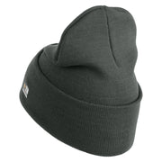 U.S. Army 75th Ranger Military Intelligence Battalion Logo Embroidered 12 Inch Solid Knit Cuff Long Beanie Made in USA - Graphite OSFM