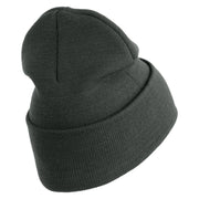 U.S. Army 75th Ranger Military Intelligence Battalion Logo Embroidered 12 Inch Solid Knit Cuff Long Beanie Made in USA - Graphite OSFM